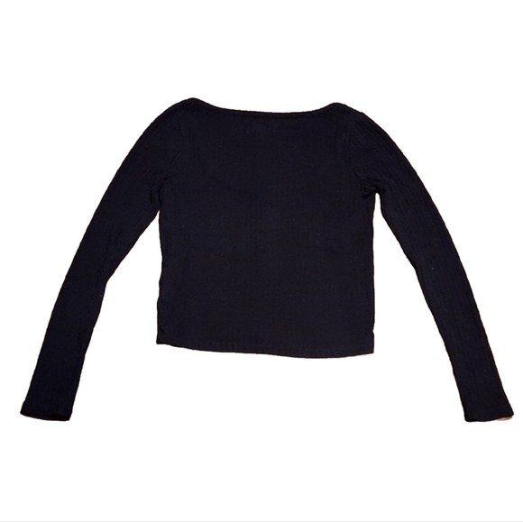 Madewell Ribbed Cardigan Crop Tee - Black - XS - Picture 4 of 6